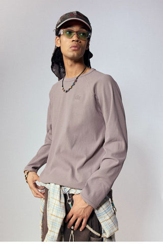 [Monterest] Waffle Knit Drop Shoulder Long Sleeve Tee