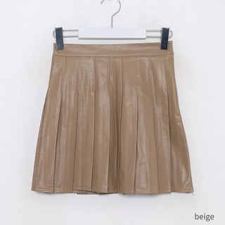 Leather pleated skirt