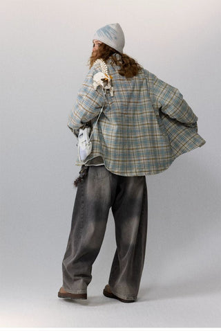 [Monterest] Quilted Padded Check Shirt Jacket