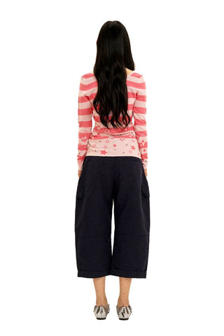 [Moromoro2] Star Striped Rhinestone Knit  Top