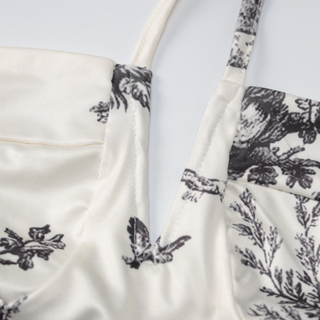 Self tie halter print ruched cami midi skirt set