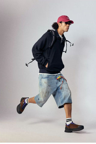 [Monterest] Relaxed Fit Polo Collar Knit Sweatshirt