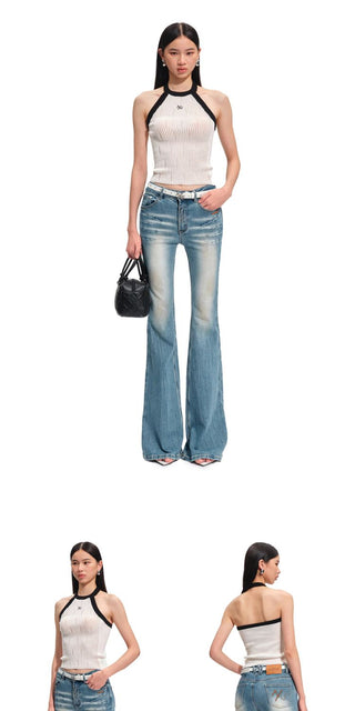 [NOTAWEAR] High-Waist Washed Slim Flare  Jeans