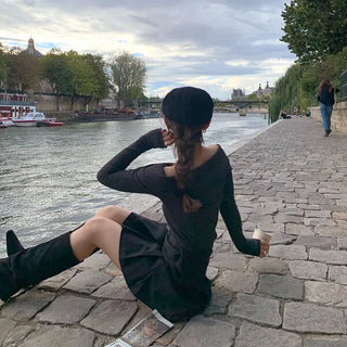 Off-shoulder hand warmer top