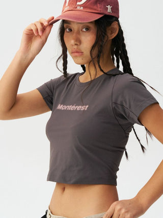 [Monterest] Quick-Dry Slim Fit Logo Crop Top