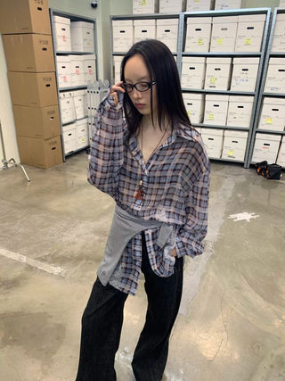 NEVERSEEZ Patchwork Plaid Shirt