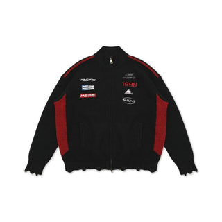 [MASONPRINCE] Racing Wool Blend Zip-Up Cardigan