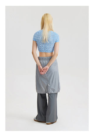 CONP Shirring Cropped T-Shirts (Blue)