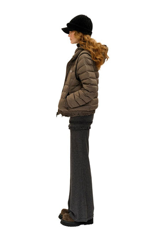 [Moromoro2] Lace Trim Hooded Down Jacket /  Vest