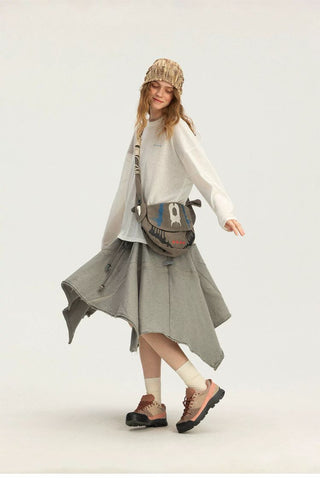 [Monterest] A-Line Patchwork Sweat Skirt