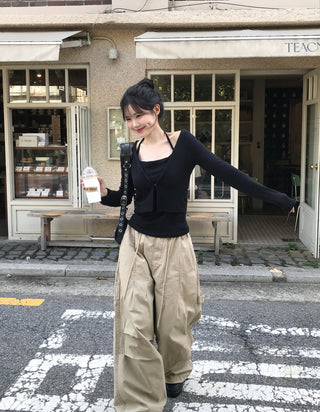 [2-way] Carpenter Tucked Wide Pants