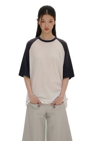 [moromoro2] Ultra Thin Contrast Raglan Sleeve  T-Shirt