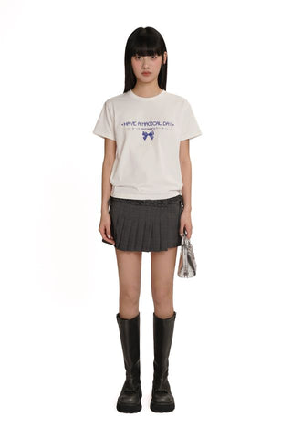 [moromoro2] Bow Print T-shirt