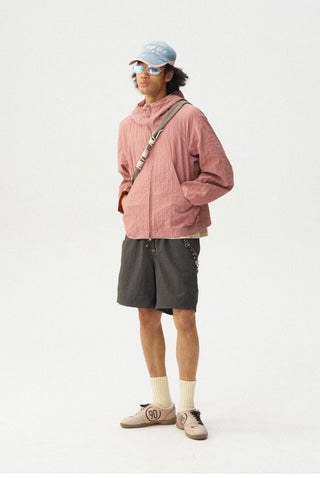 [Monterest] Textured Plaid Hooded Jacket