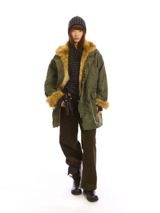 [NeverSeez] Striped Hooded Base Layer Knit Top