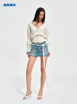 [NOTAWEAR] Layered V-Neck Ribbed Cardigan