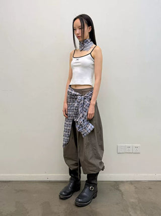 [NEVERSEEZ] Quick-Dry Wide Leg Parachute Pants
