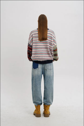 [MASONPRINCE] Striped Wool Blend Crewneck Sweater