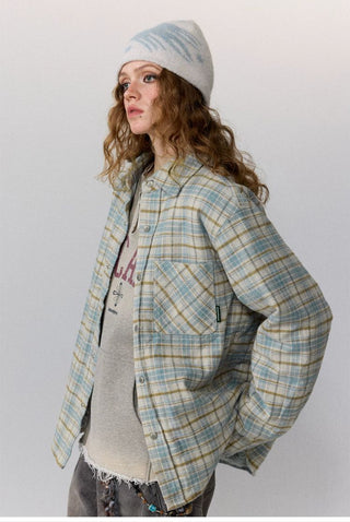 [Monterest] Quilted Padded Check Shirt Jacket
