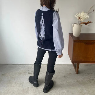 Back Ribbon Angora Vest