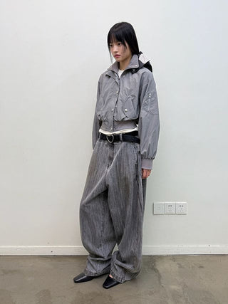 NEVERSEEZ Cropped Ribbed Flight Jacket