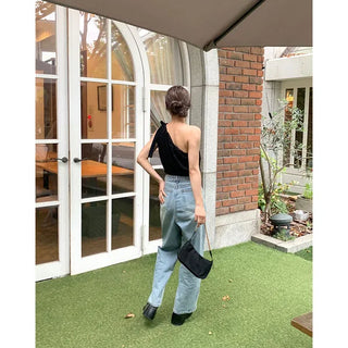 One-shoulder ribbon top