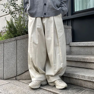 Pintuck Cotton Wide Pants