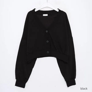 Button-up semi-cropped sweatshirt cardigan