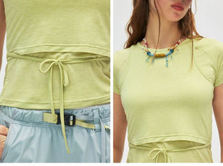 [Monterest] Slim Fit Tank & Tie-Front Tee Set