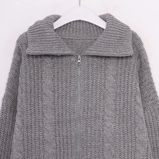 Twist knit zip-up