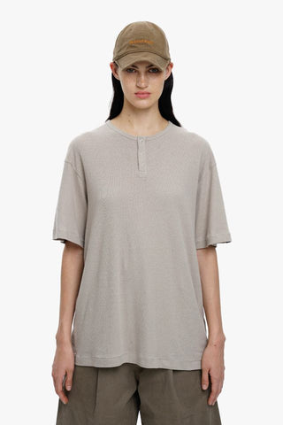 [MASONPRINCE] Henley Neck Short-Sleeve T-Shirt
