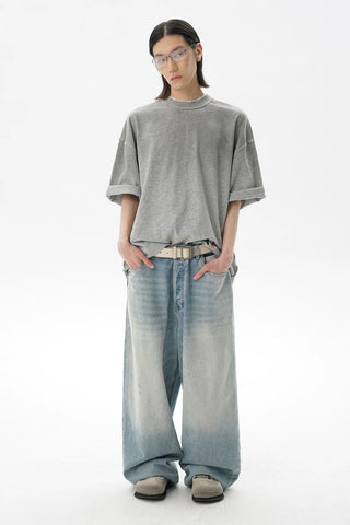 [MASONPRINCE] Distressed Double Collar Oversized Tee