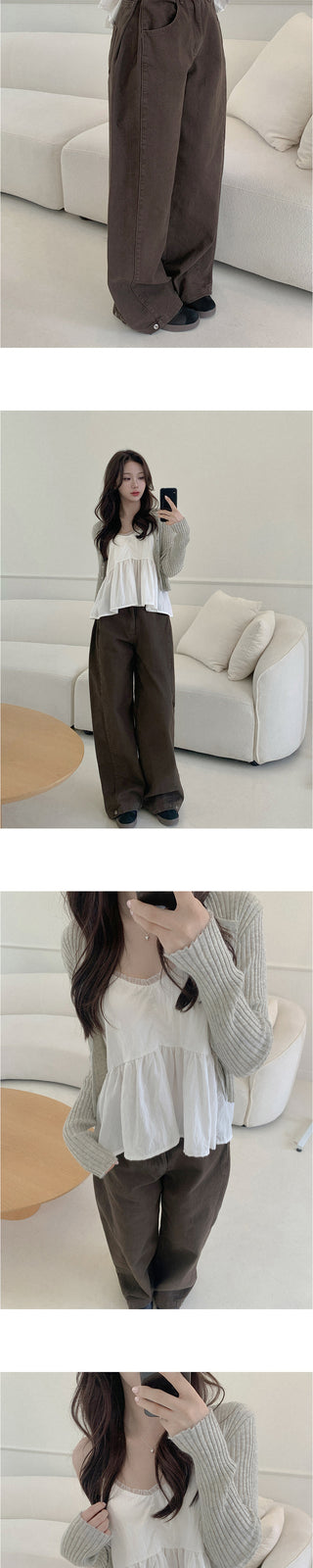 Wide-leg pants with side pleats