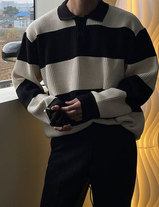 Need Heavy Striped Collar Hacci Knit (4 colors)