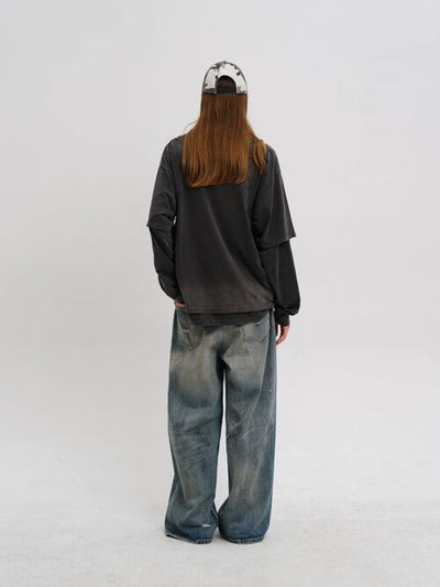 [MASONPRINCE] Washed Layered Long Tee / Hoodie