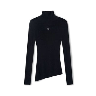 [NOTAWEAR] Wool Asymmetric Hem Slim Fit Knit  Top