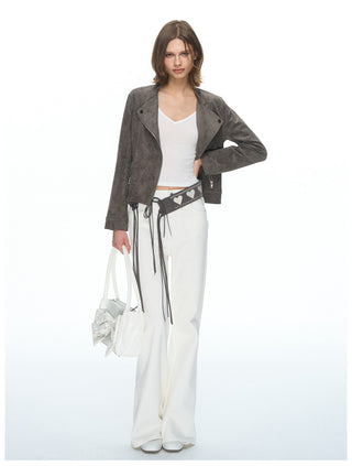 [NECY] Love Embroidered Suede Belt (2color)