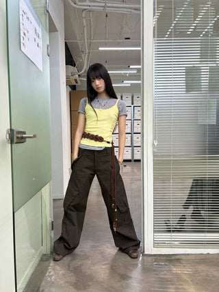 [NeverSeez] Ribbed Button-Front Cami Top