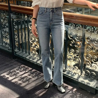 High-waisted bootcut denim pants