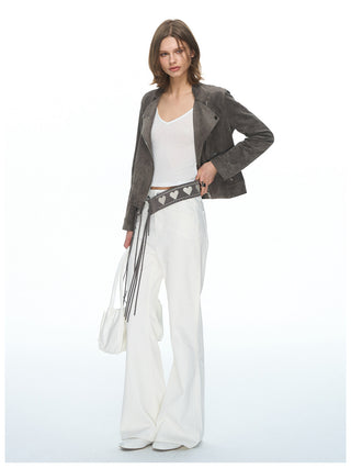 [NECY] Love Embroidered Suede Belt (2color)