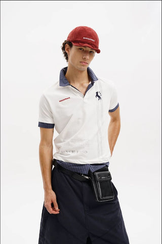 [MASONPRINCE] Checkered Collar Layered Polo