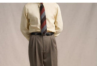 [CULTUM] Wool Blend Double Pleat Straight Trousers