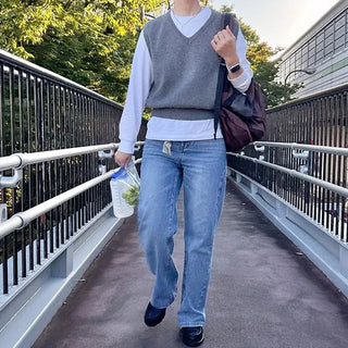 Straight denim pants