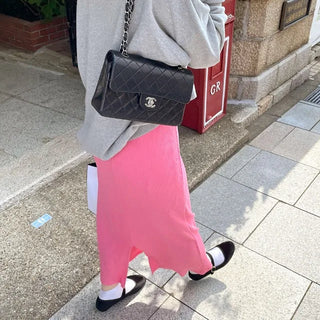 Ribbed slit skirt