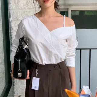 Wake Off-Shoulder Wrap Loose Fit Blouse