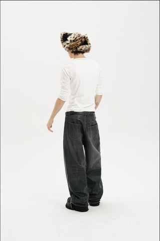 [MASONPRINCE] Waxed Relaxed Wide Leg Jeans