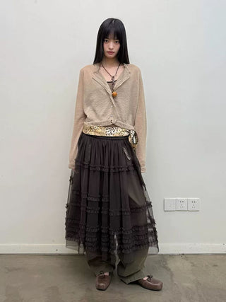 [NeverSeez] Pleated Layered Mesh Cami Dress