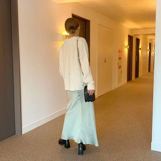 Satin long skirt