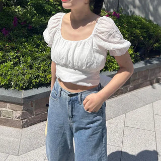 Ribbon crop blouse