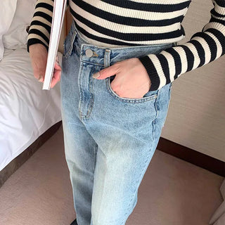 Washed denim pants